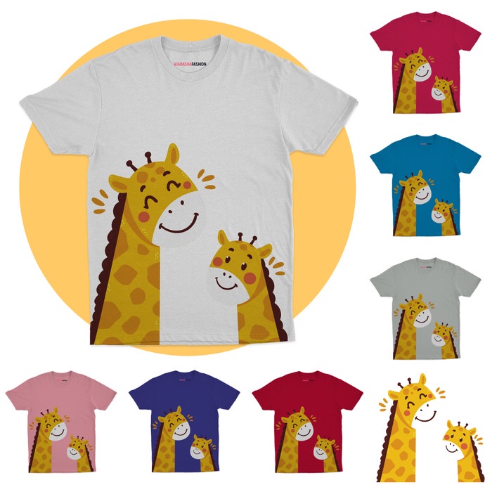 Kaos Anak Motif Safari - Giraffe Family - Putih, 1