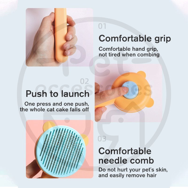 Sisir Kucing Otomatis Sisir Bulu Kucing Tombol Sikat Kucing Sisir Grooming Hair Care
