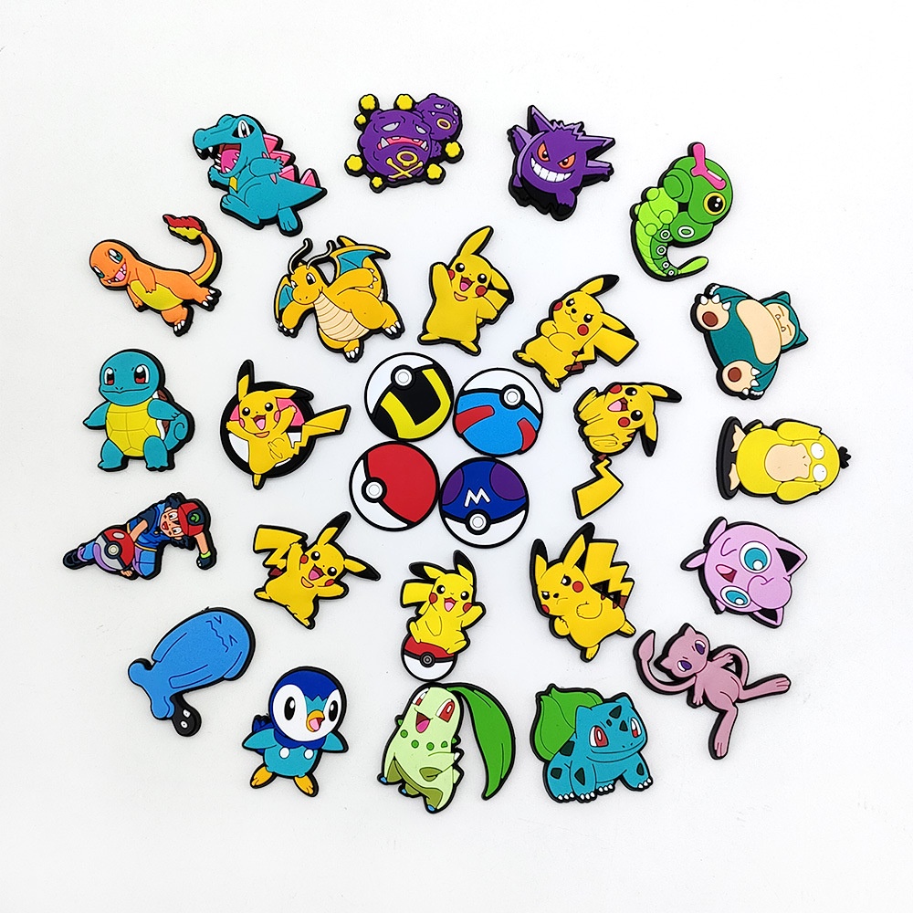 Aksesoris croc jibbitz Lucu Kartun Pokémon kawayi crocs charms Pin DIY Sepatu Hias Sandal Sendal Gesper Bakiak Hadiah Anak