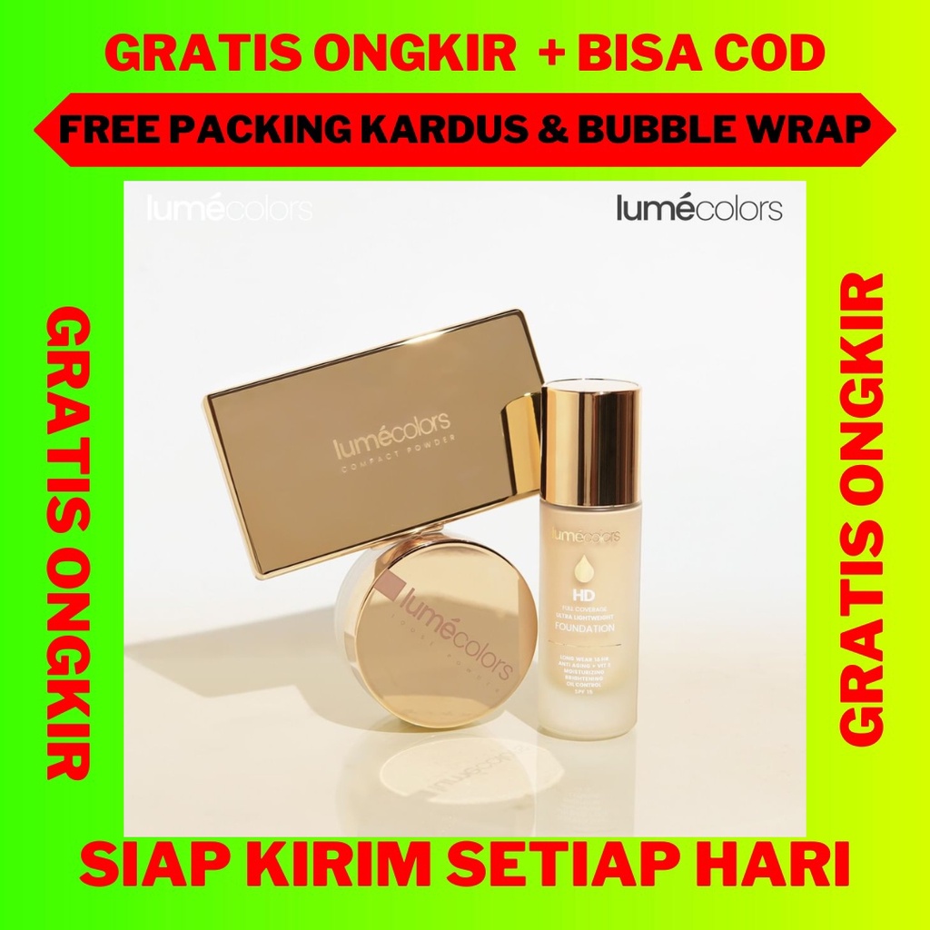 Lumecolors Bundling Paket Lengkap Hemat, Lumecolors Foundation Paket, Compact Powder Lumecolors Beda