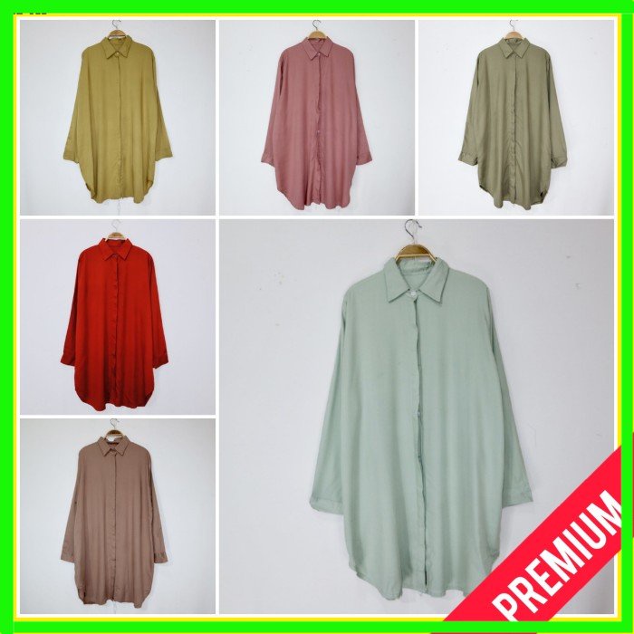 K34 TUNIK WANITA ATASAN KEMEJA POLOS LENGAN PANJANG TERBARU OVERSIZE BAJU WANITA BUSUI FRIENDLY FULL