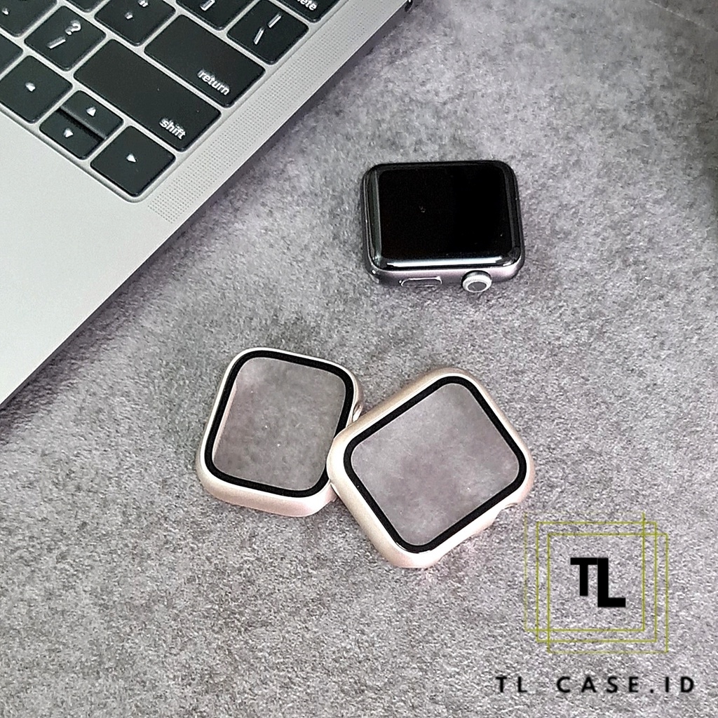 COVER BASIC STARLIGHT GLASS CASE APPLE WATCH - SERIES ULTRA 8 7 6 5 4 3 2 1 SE | SIZE 49mm 45mm 44mm 42mm 41mm 40mm 38mm | tempered glass pelindung layar case iwatch