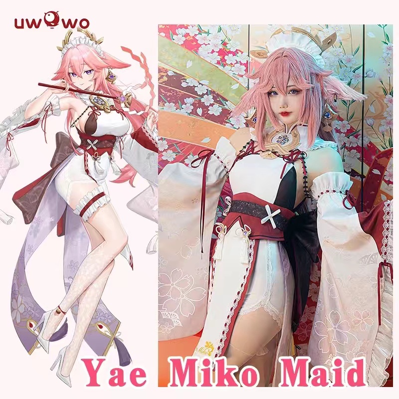 UWOWO Genshin Impact Cosplay Fanart: Yae Miko Cosplay Maid Costume Sexy Ver. Costume Maid Dress