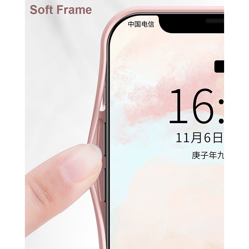 New Advanced Light-Sensitive Smooth Straight Edge Solid Color Tempered Glass Case For iphone 14 13 12 11 ProMax X XS Max XR 7 8 Plus Silicone Soft Edge