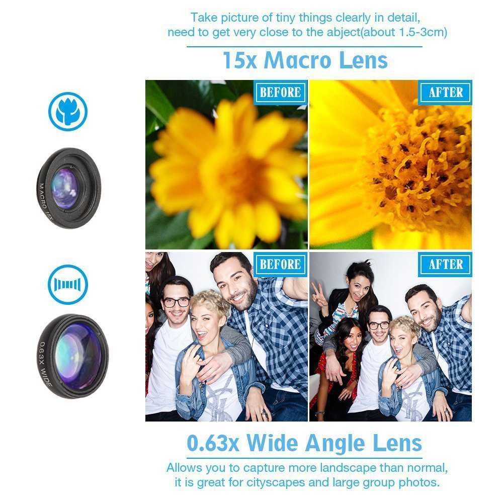ORIGINAL APEXEL 4in1 Lens Fisheye + Macro + Wide + Telephoto + Tripod + Shutter - APL-T18XBZJ5