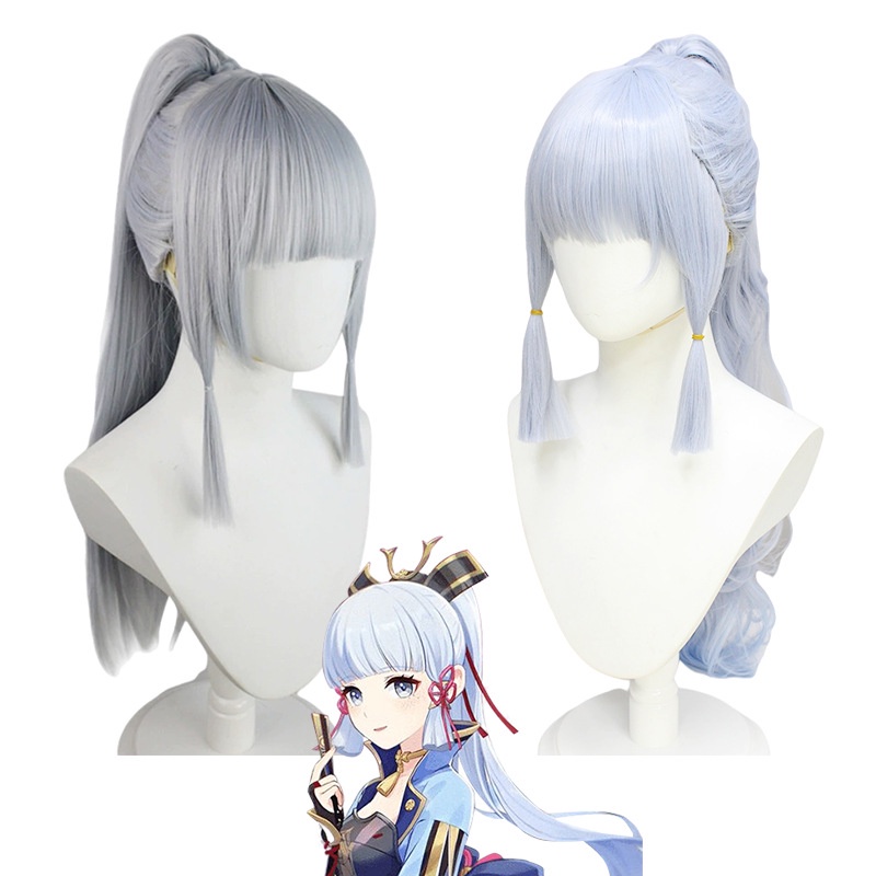 Genshin Impact Kamiri Ayahua COS Wig Styling Karakter Style Light Silver Single Ponytail cosplay Rambut Panjang