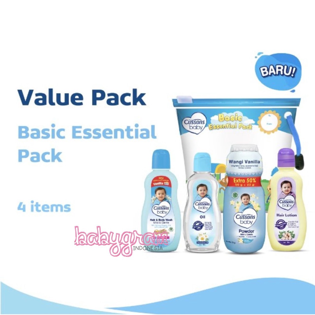 Cussons Baby BASIC ESSENTIAL Pack MEDIUM Gift Bag Set Hadiah isi 6