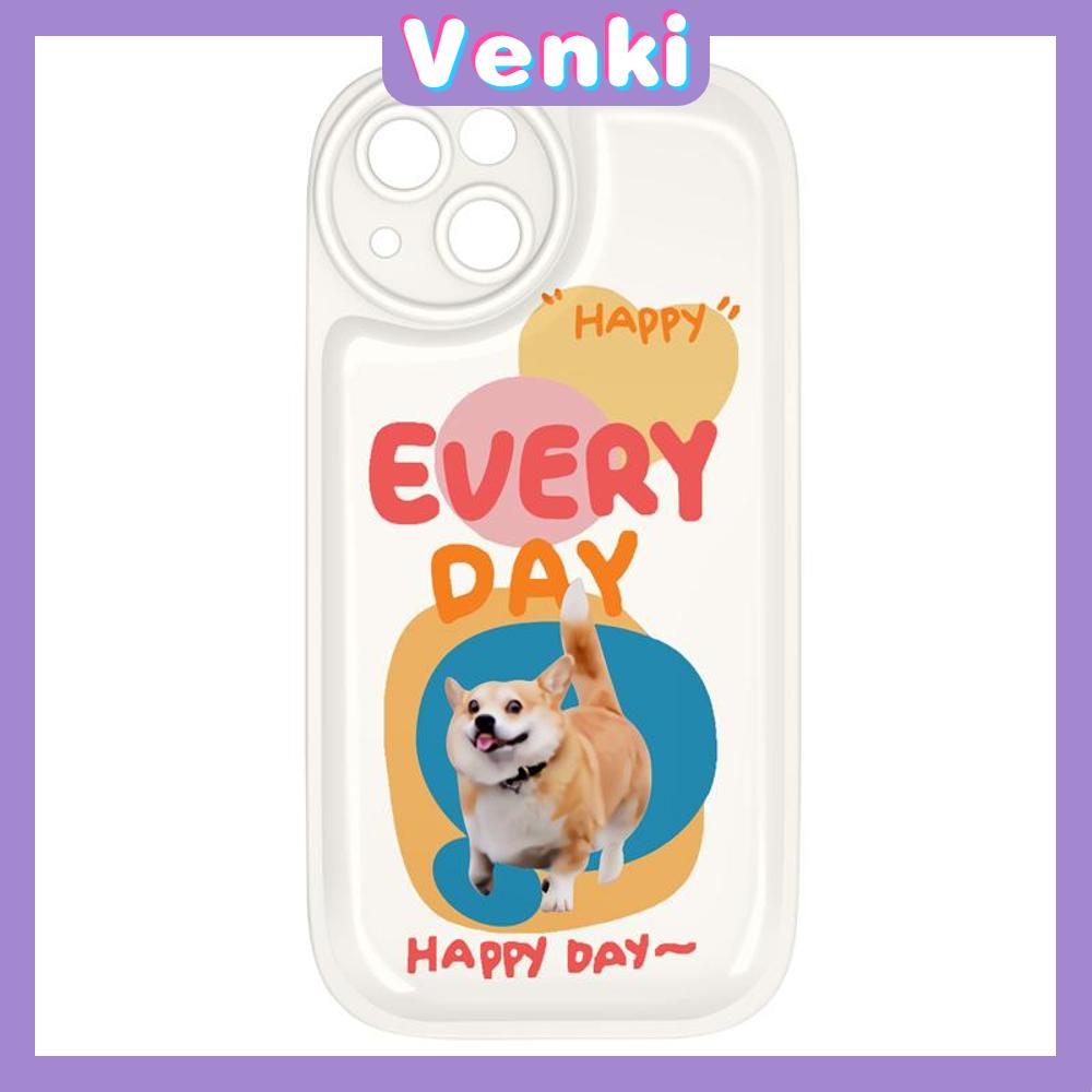 Case For iPhone 11 Soft TPU Air Cushion Case Glossy Cute Happy Corgi Airbag Shockproof Camera Protection Compatible for iPhone 14 13 12 11 Pro Max 7 8 Plus