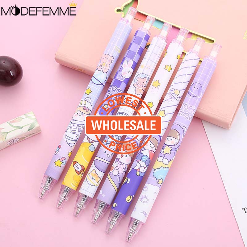 [Harga Grosir] Termurah!! 1PC Perlengkapan Siswa Sekolah Pena Gel Hitam Yang Dapat Ditarik 0.5mm Press Sign Pulpen Hadiah Kartun Siswa Anime Cartoon Stationery Kitty Gel Pen