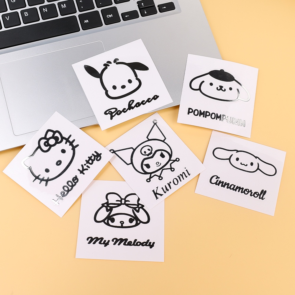 [Harga Grosir] 1PC Sanrio Cute Metal Stiker Desktop Phone Mirror Decorative Sticker MyMelody HelloKitty Kuromi Cinnamoroll Tahan Air Stiker Garis Silver