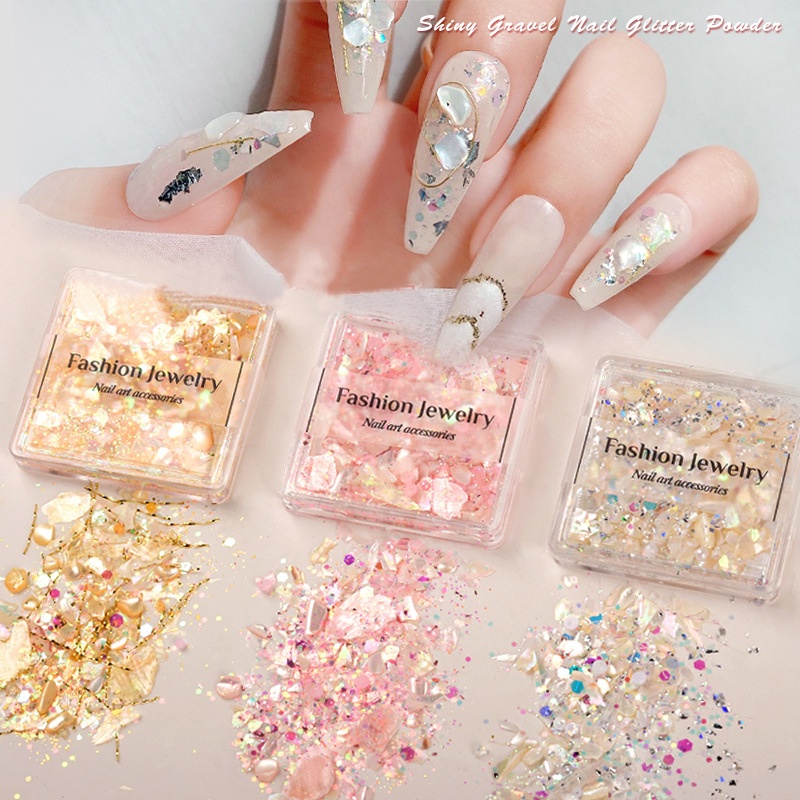 1 Kotak Nail Sequins Irregular Shells Untuk Dekorasi Manicure / Case Handphone