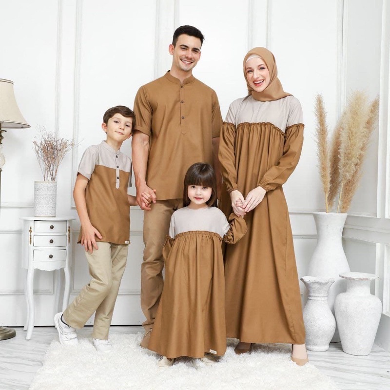 COUPLE KELUARGA MUSLIM COUPLE LEBARAN GAMIS COUPLE TERBARU 2023 BAJU COUPLE KELUARGA "SYAFEEA" SARIM