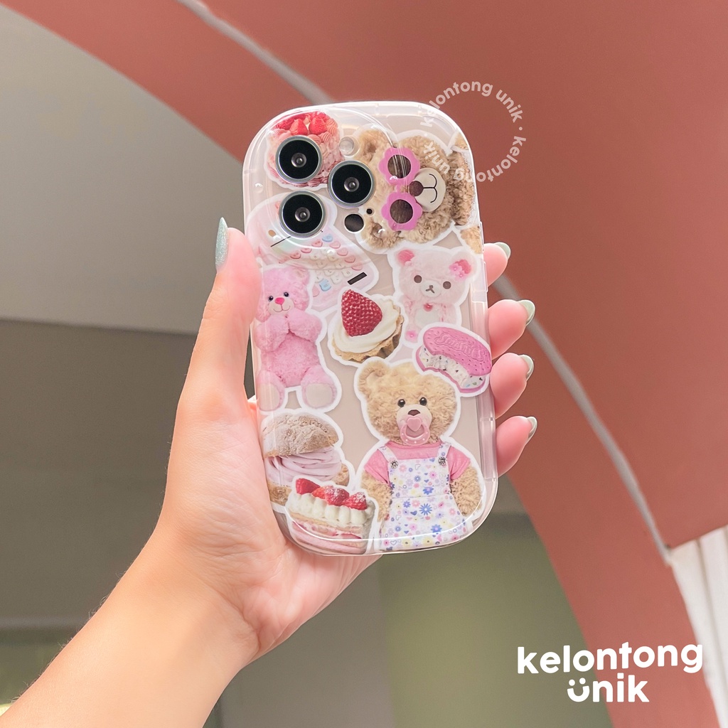 For iPhone - Sweety Pinky Bear Glossy Shockproof Case