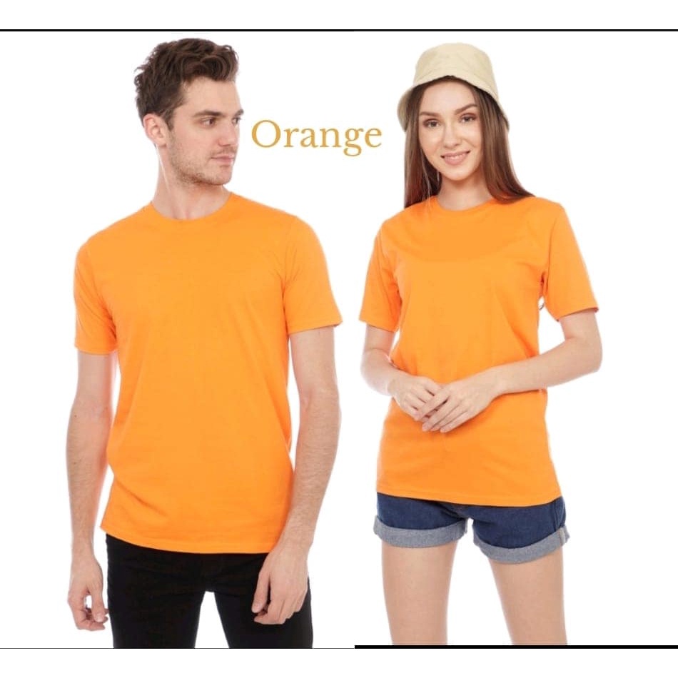 ( ORANGE ) Kaos polos lengan pendek soft katun combed 30s , kaos lengan pendek polos, kaos polos pri