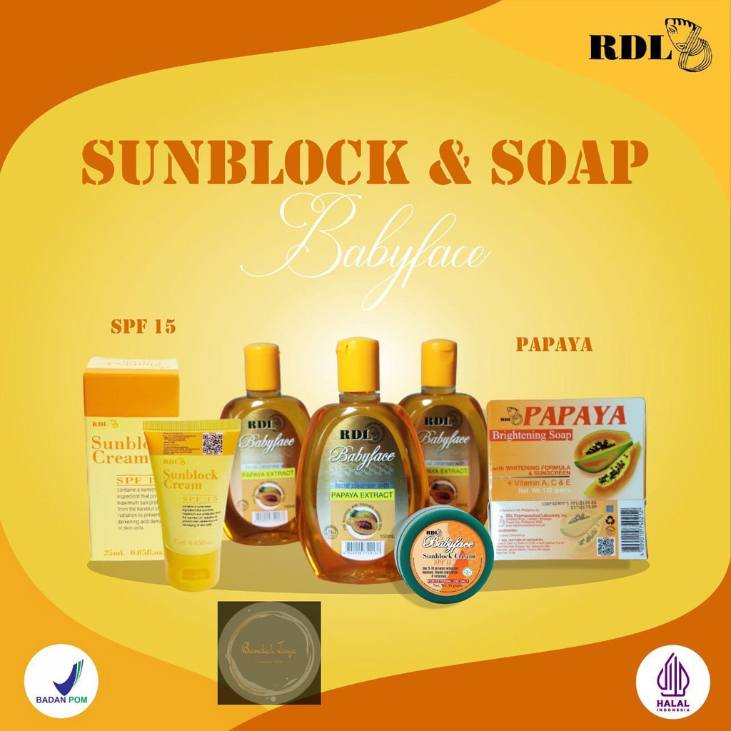 [ BPOM ] RDL Sabun Papaya Brightening / Baby Face Facial Cleanser / Sunblock / RDL Philippines BPOM 