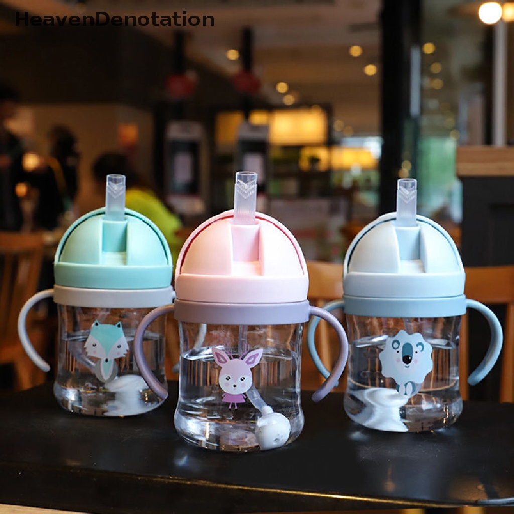 [HeavenDenotation] 250ml Baby Sippy Water Cup Kid Handle Belajar Makan Botol Minum Anti Tersedak Dengan Gravity Ball Kids Training Cup Dengan Sedotan HDV