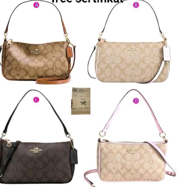 VIRAL Tote COaCH Pouch Mini 2 tali Bahan Kanvas + Sertifikat Tas Selempang wanita import Tas Bahu Wa