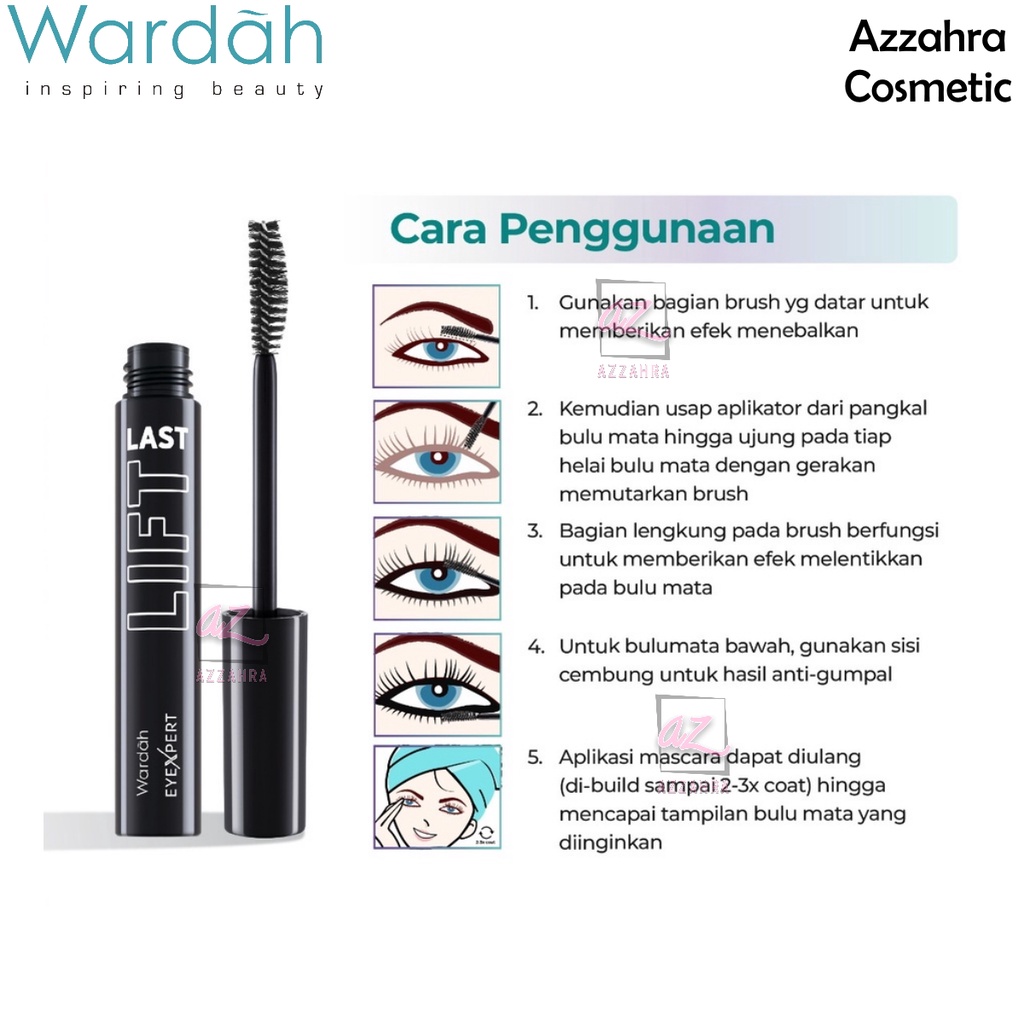 Wardah EyeXpert Liftlast Waterproof Mascara 8ml Lentik Dalam 5 Detik, Tahan Lama 12 Jam