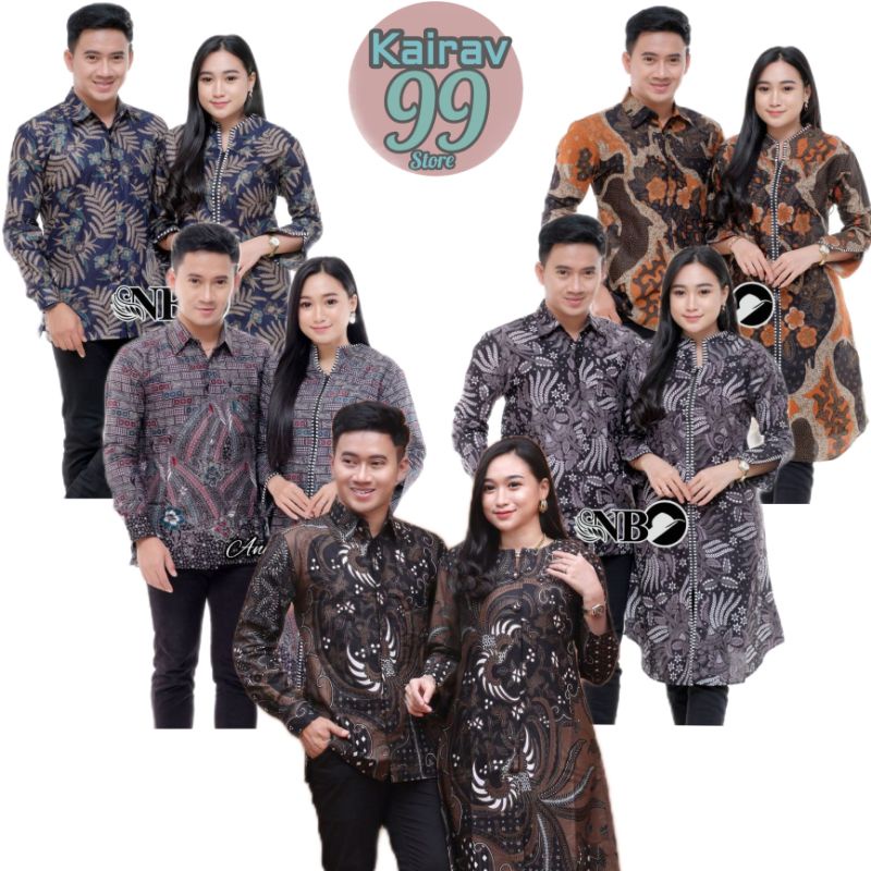 Tunik batik couple pasangan baju batik couple lengan panjang model sleting depan busui