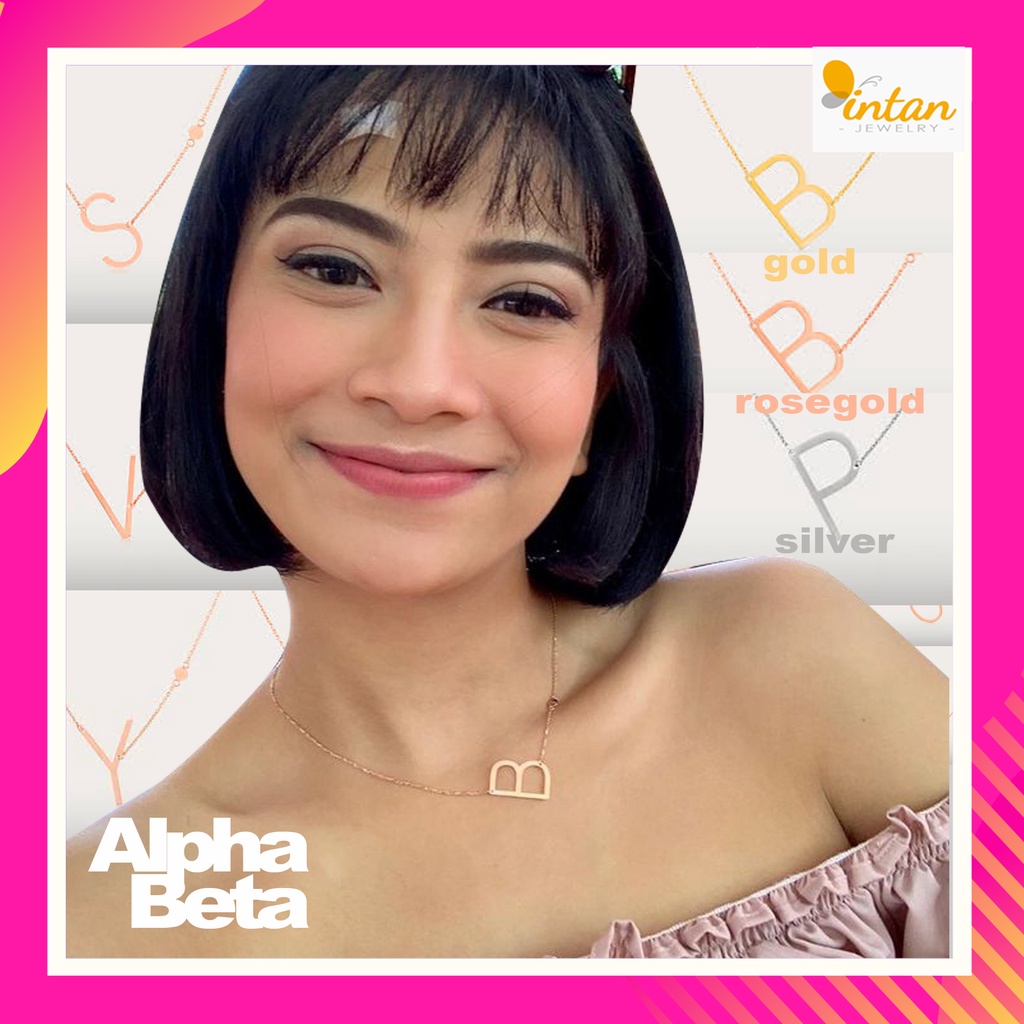 KALUNG NAMA ALPHABETA ALPHABET ALFABET ALPABET ALFABETA HURUF INISIAL TITANIUM LAPIS EMAS ASLI GISEL