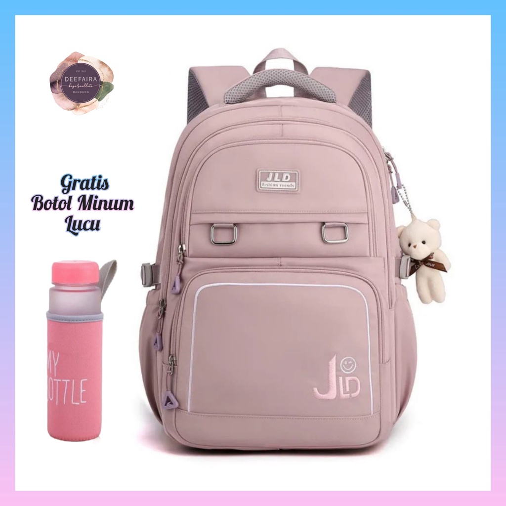 Tas Ransel Wanita Serbaguna Motif JBy060 Free Botol Minum Untuk Sekolah &amp; Kuliah