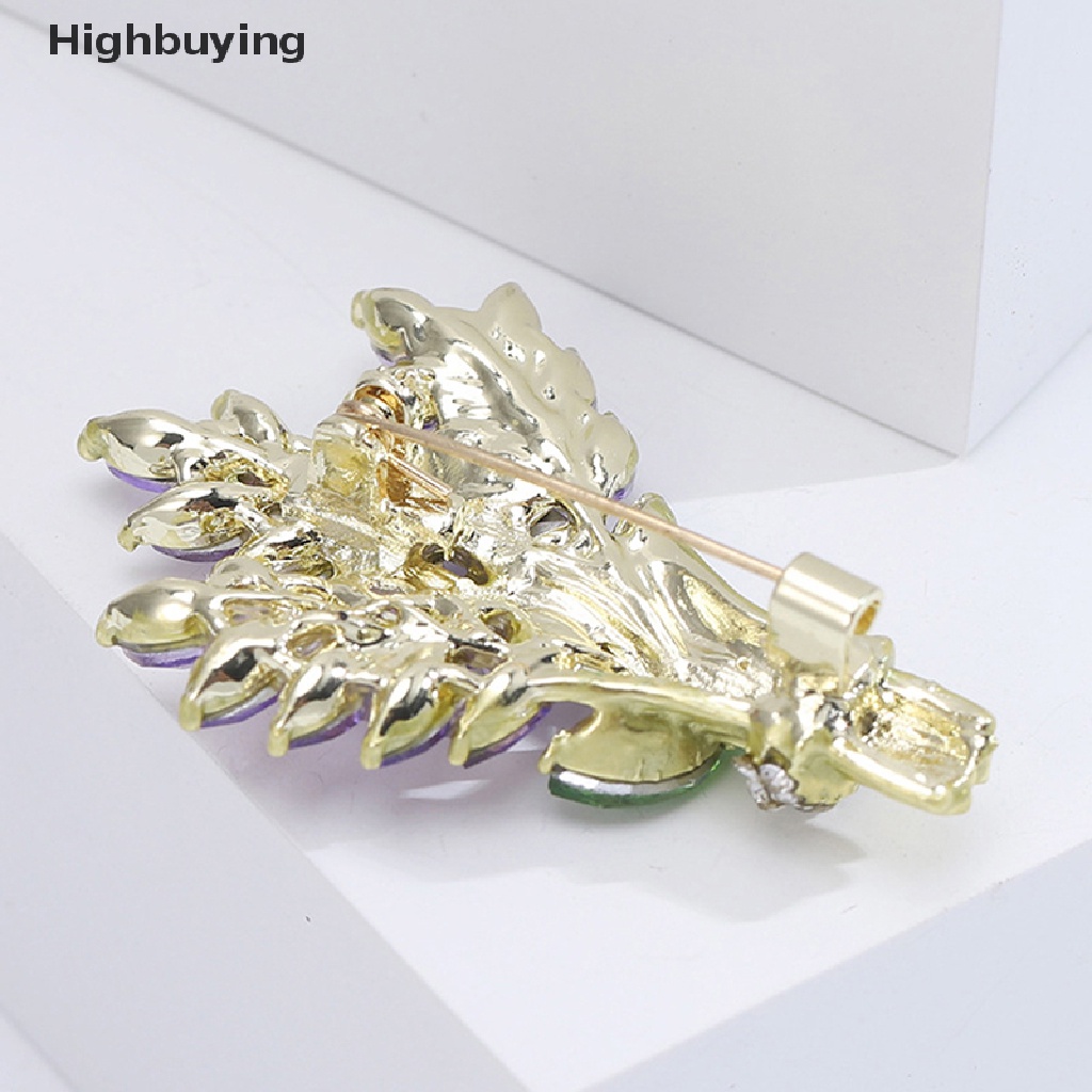 Hbid Women Brooch Romantic Crystal Lavender Flower Lapel Pins Alloy Plant Brooch Lapel Pins Accessories Gifts Jewelry Glory