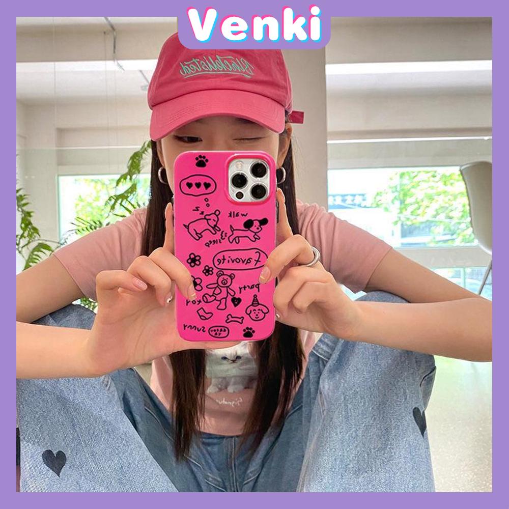 iPhone Case Soft TPU Glossy Pink Candy Case Cute Graffiti Dog Camera Protection Shockproof For iPhone 14 13 12 11 Pro Max 7 8 Plus X XR