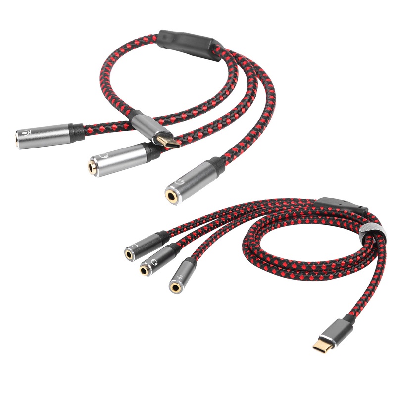 Bt USB C Ke 3.5mm Headphone Splitter, Tipe C Ke Triple Kabel Adaptor Port 3.5mm Untuk Note10 /9/S22/S21/S20