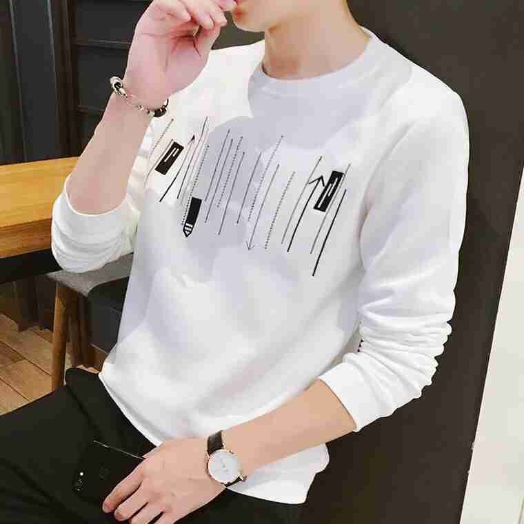 COD/KY/ Baju Kaos Lengan Panjang Pria  Mideo Motif Bordir Terlaris Kaos Distro Keren