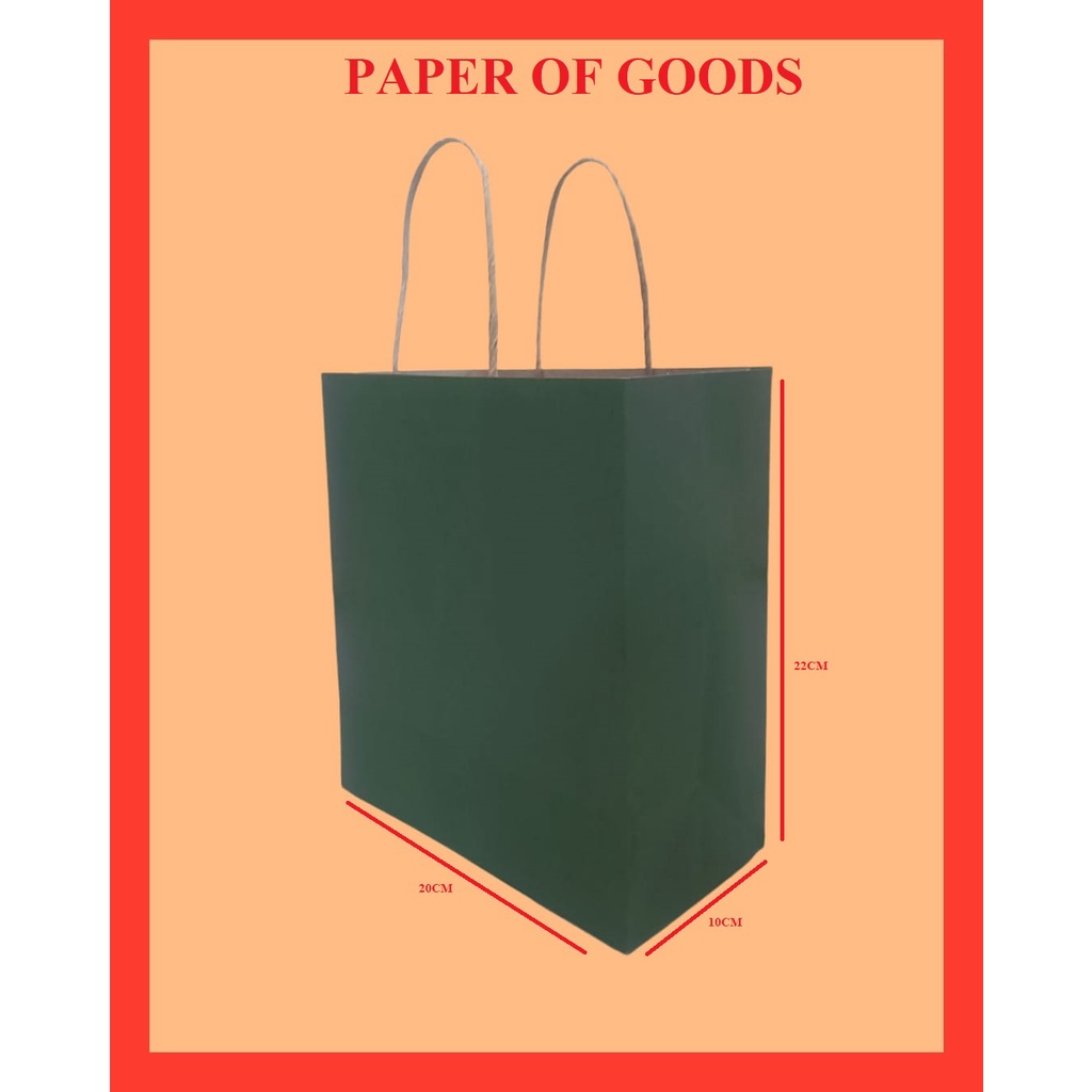 

Paperbag / Kantong kertas warna hijau Uk.20x10x22cm