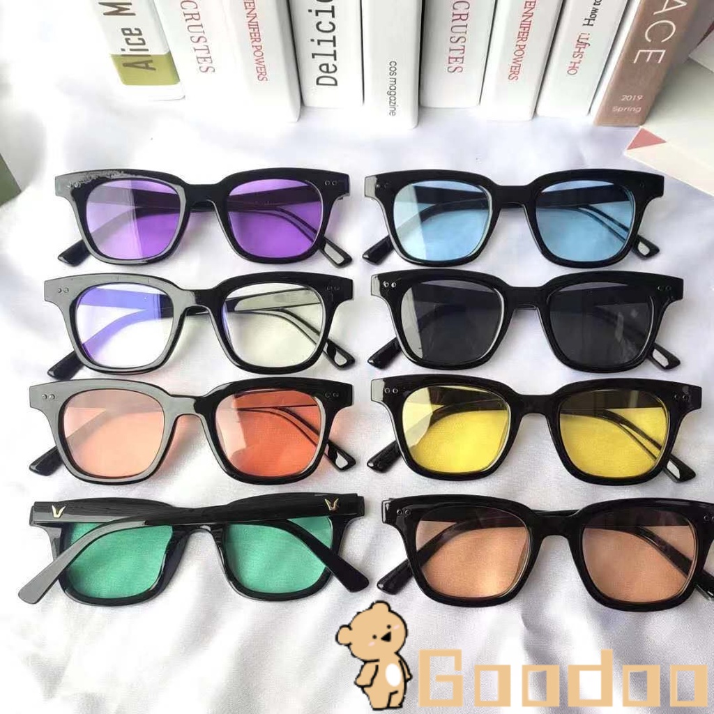 Korea Fashion Kecil Permen Warna Kaca Hitam Kacamata Wanita/Pria-Doo