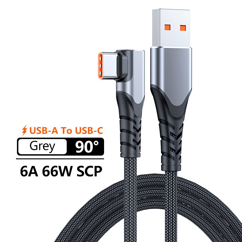 Kabel USB Tipe C 66W 6A Fast Charging SPC Untuk Samsung Kabel Charger USB C 90derajat Type C Kabel Data2/3M