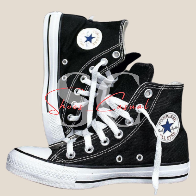 Sepatu Converse All Star Hitam Tinggi 70s chuck taylor sneaker pria dan wanita canvas tali sepatu sekolah, sepatu kerja