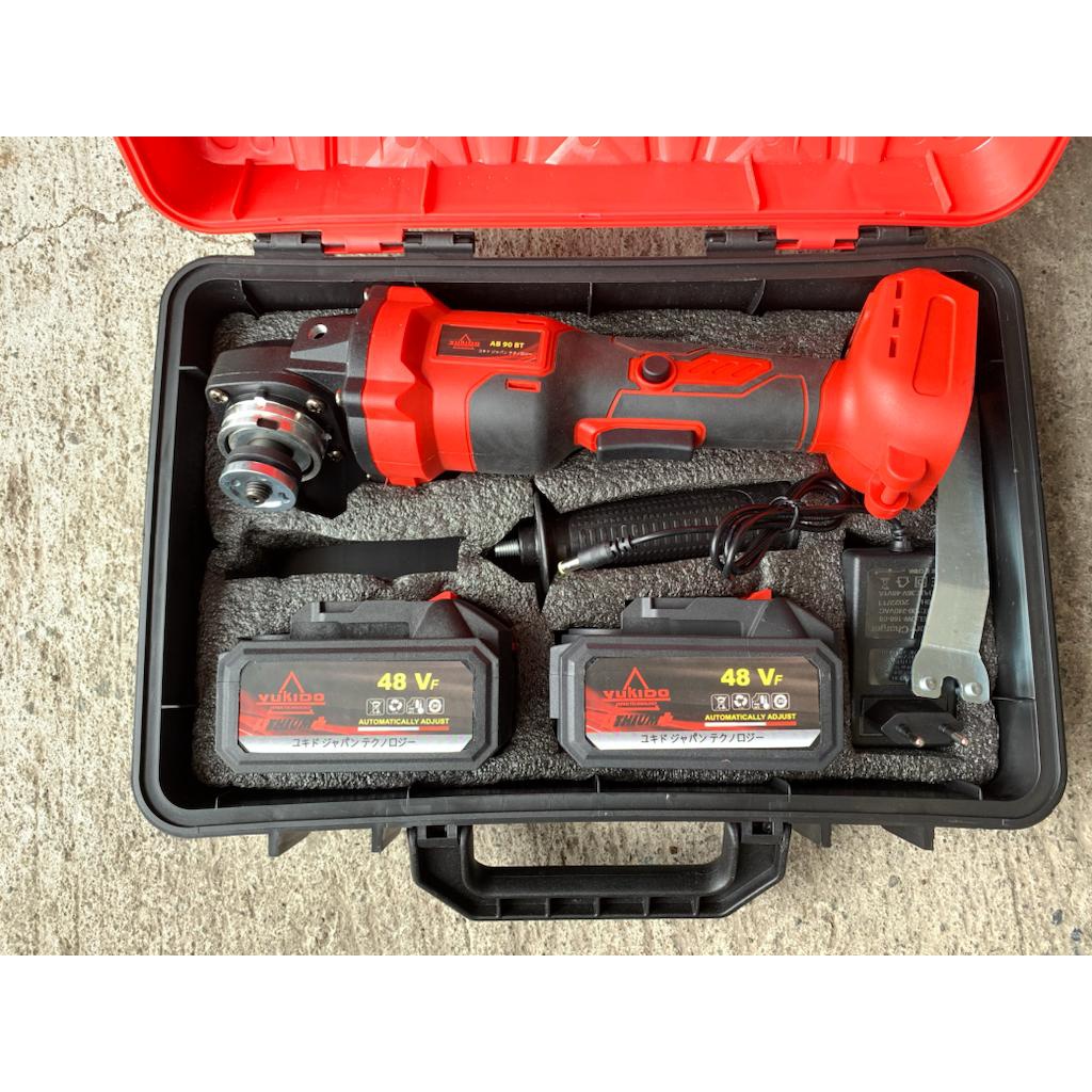 Terbaru !!!YUKIDO Mesin Gerinda Tangan Baterai 48V Cordless Brushless Free Koper Gerinda Tangan Tanpa Kabel Set Adptor chan saw