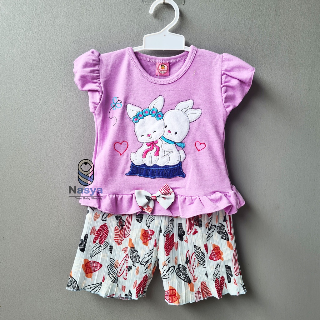 [SL-027] Setelan baju Anak Bayi Perempuan / Setelan plisket pendek