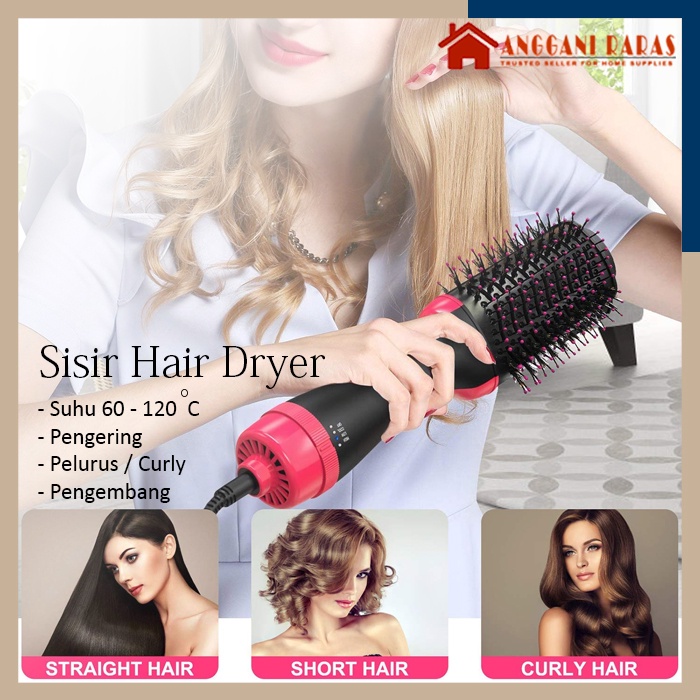 Hair Dryer Sisir Wet Brush Blow Catokan Pelurus Rambut Elektrik