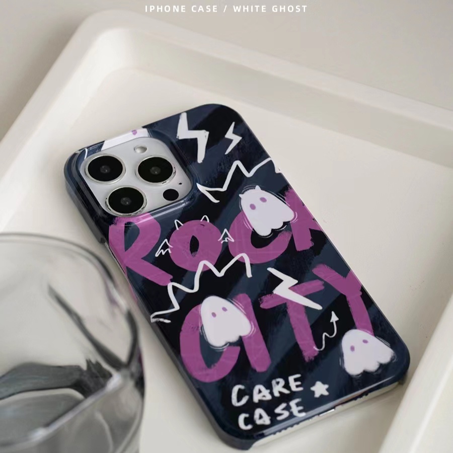 IPHONE Ins Pola Hantu Cocok Untuk Iphone14 14pro 14plus 13 13mini 13pro 13prm iPhone12 7Plus 8Plus Xr XS 13 12mini Pro Max TPU Empat Sudut Casing Ponsel Tahan Guncangan