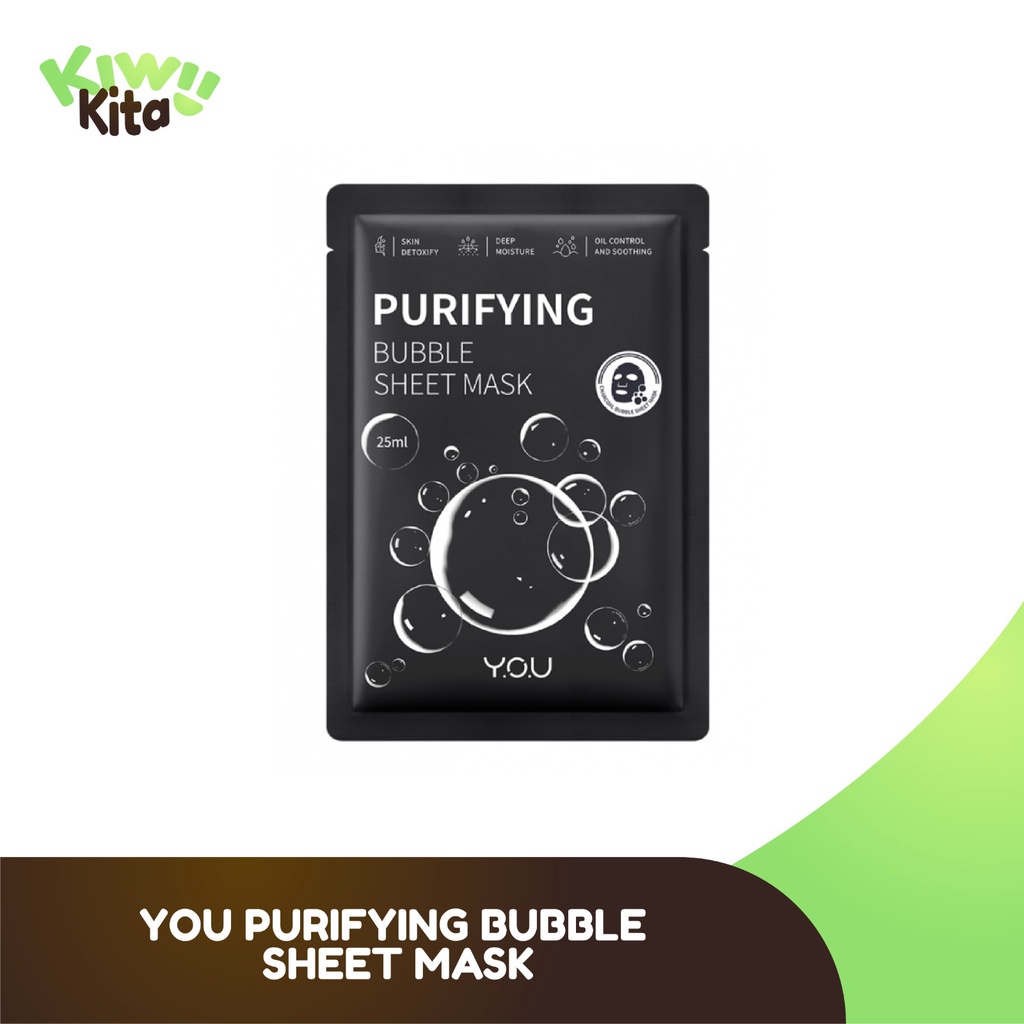 KIWI KITA-YOU Purifying Bubble Sheet Mask Bubble Detox| Masker Wajah | Moisturizer &amp; Oil Control