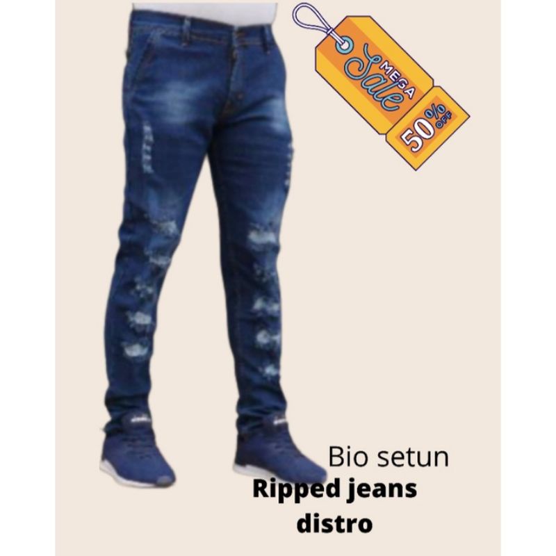 Celana Jeans Ripped / Celana skinny sobek / CELANA JEANS PANJANG PRIA