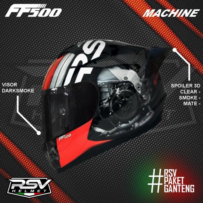 Helm Full Face - RSV FF500 Machine - Paket Ganteng - Spoiler & Visor
