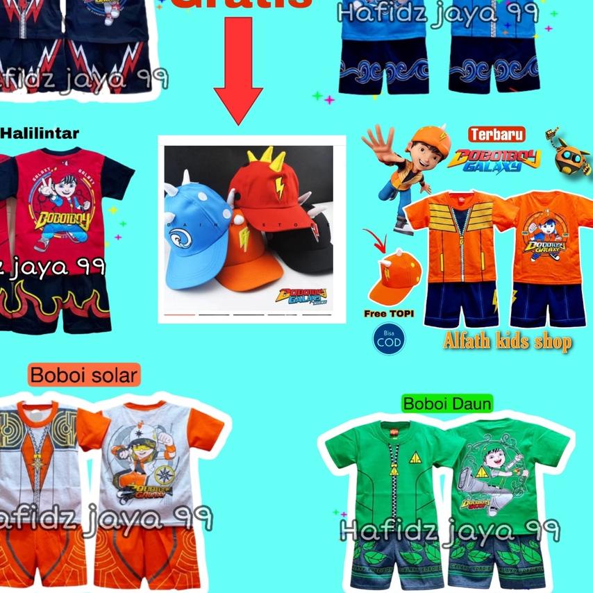 ♨ SETELAN BAJU KOSTUM BOBOIBOY ANAK SET TOPI / STELAN BOBOBOY ANAK LAKI-LAKI GRATIS TOPI / BOBOBOI /
