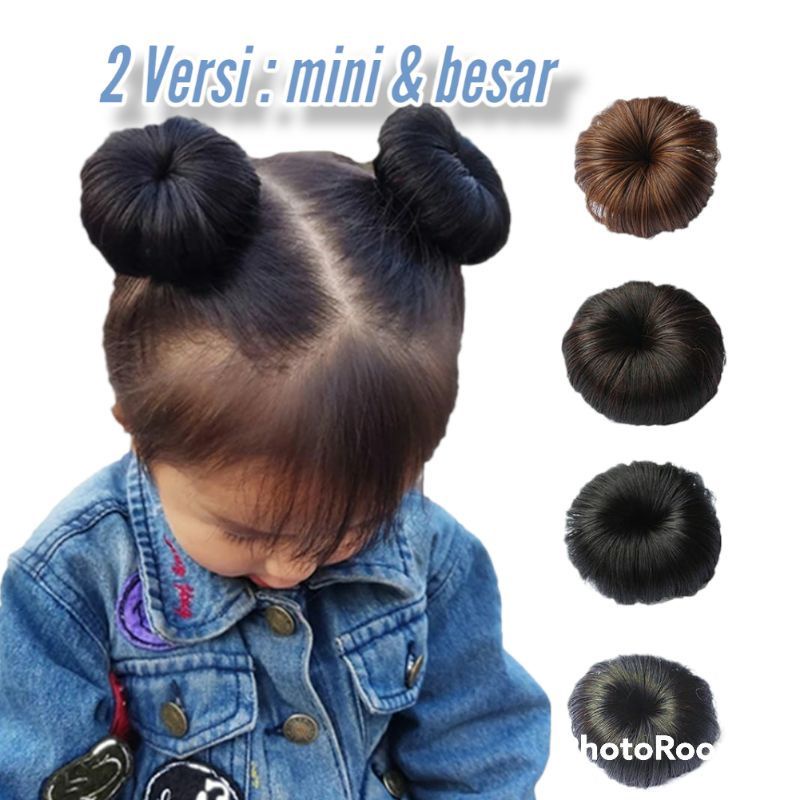 2 PC Jepit Rambut Palsu Bayi Anak Model Ball Hair Cepol Lucu