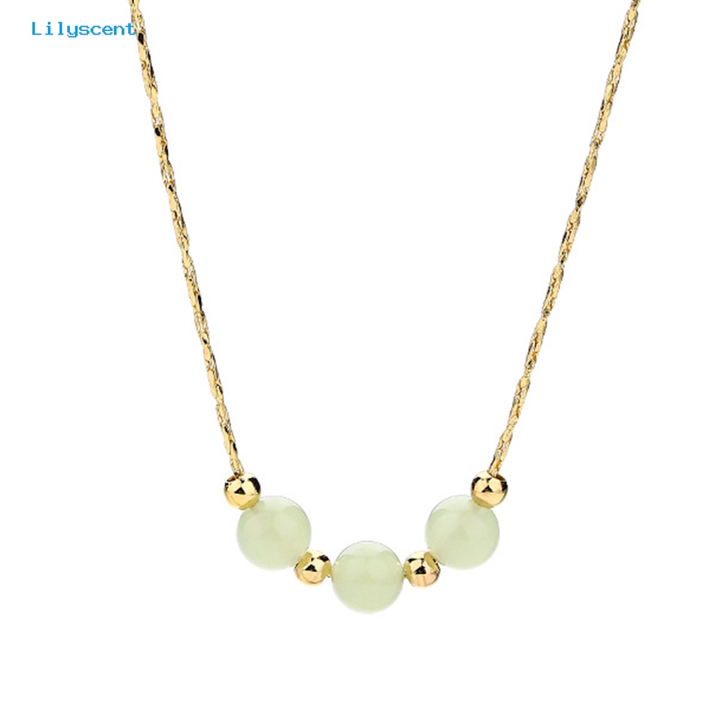 [LS] Rantai Klavikula Vintage Geometris Imitasi Hetian Jade Adjustable Extension Chain Membawa Keberuntungan Hadiah Wanita Manik-Manik Liontin Kalung Pesona Perhiasan Untuk Pacaran