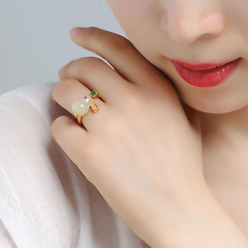 Cincin Geometris Hewan Bentuk Hati Kelinci Dapat Disesuaikan Simple Untuk Pria Dan Wanita