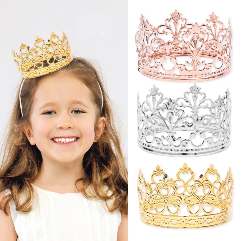 [Harga Grosir] [Unggulan] Anak Hiasan Rambut DIY Kue Pernikahan Ulang Tahun Perlengkapan Pesta Mahkota Mini Dekorasi Kue Emas Sliver Mutiara Kristal Putri Topper