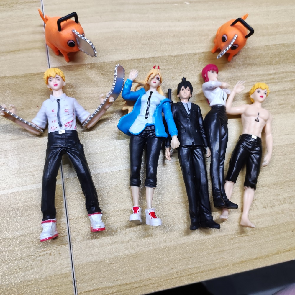 Hot NEW 8pcs/set Anime Figure Chainsaw Man Denji Pochita Power Mitaka Asa PVC Action Figurine Model Mobil Decration Boneka Mainan