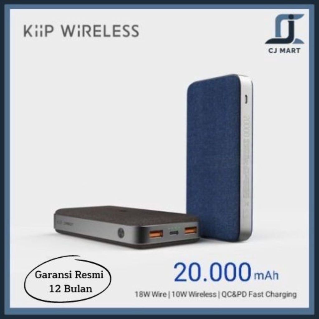 KiiP Wireless Power Bank 10W Fast Charging PD&amp;QC 3.0 18W 20.000mAh