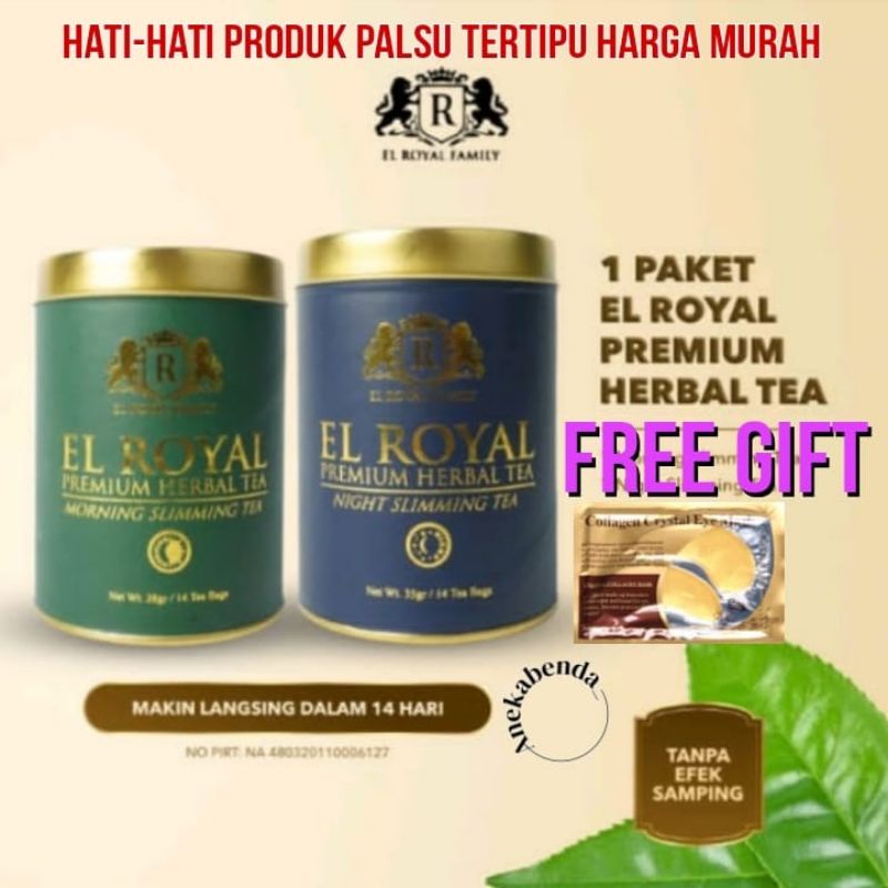 (FREE GIFT) EL ROYAL PREMIUM HERBAL TEA / TEH HERBAL UNTUK KESEHATAN / 1 PAKET ISI MORNING  &amp; NIGHT