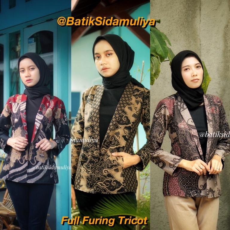 STOK TERBARU Blazer Batik Wanita Atasan Batik Blouse Jaz Outer Kantor Premium Eksklusif By Batik Sid