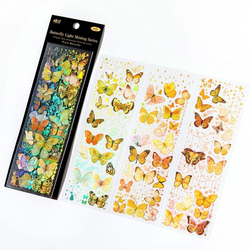 Agustina Colorful Butterfly PET Sticker Aesthetic Baru Trendi Handmade Kolase Scrapbooking Diary Laptop Album Tangan Akun Perekat Diary Stickers